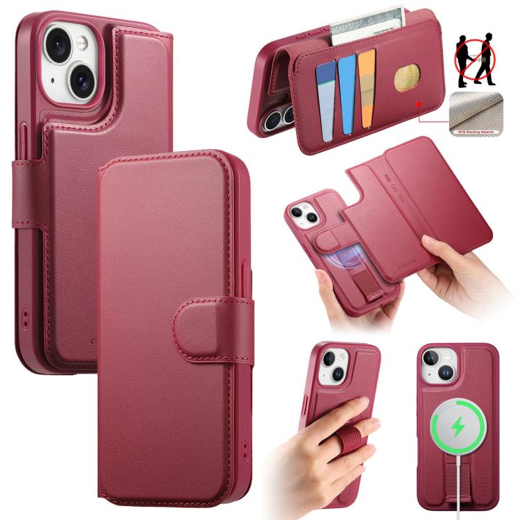 CaseNeo Finger Grip Strap MagSafe Leather Phone Case, For iPhone 16e, For iPhone 16 Pro Max, For iPhone 16 Pro, For iPhone 16 Plus, For iPhone 16, For iPhone 15 Pro Max, For iPhone 15 Pro, For iPhone 15 Plus / 14 Plus