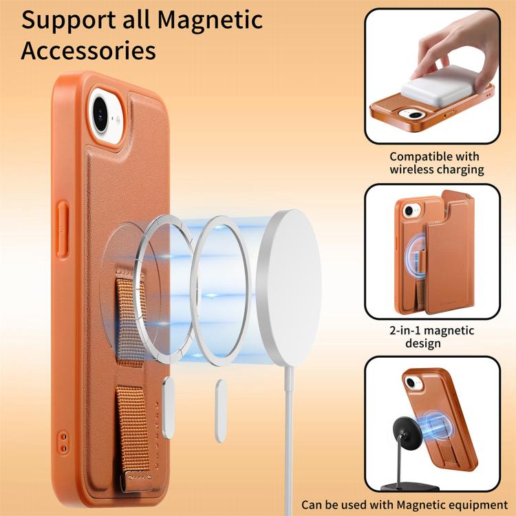 CaseNeo Finger Grip Strap MagSafe Leather Phone Case, For iPhone 16e, For iPhone 16 Pro Max, For iPhone 16 Pro, For iPhone 16 Plus, For iPhone 16, For iPhone 15 Pro Max, For iPhone 15 Pro, For iPhone 15 Plus / 14 Plus