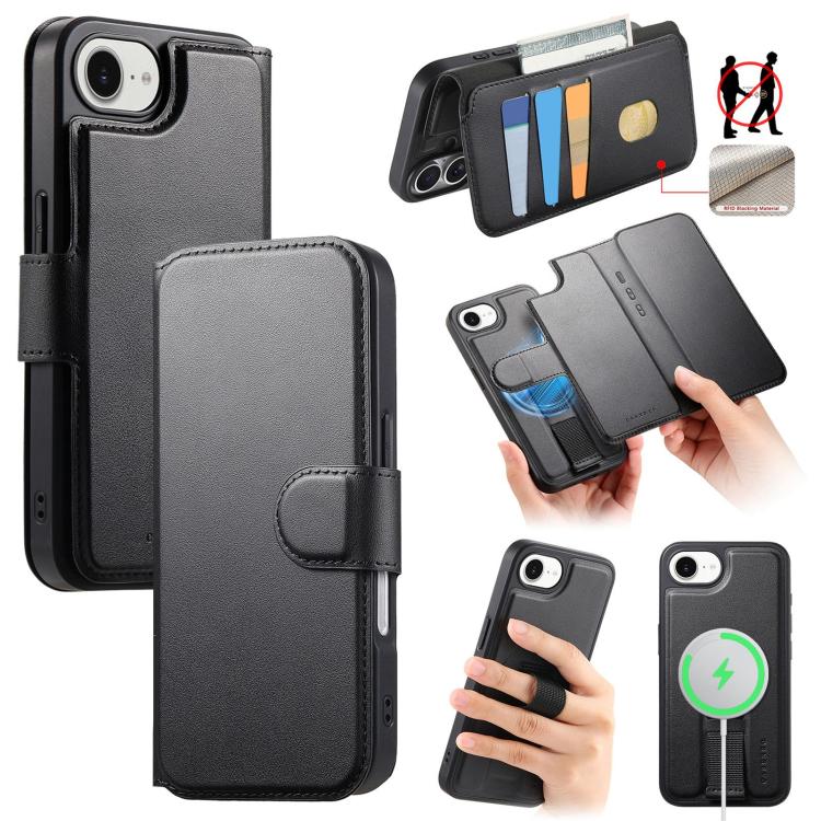 CaseNeo Finger Grip Strap MagSafe Leather Phone Case, For iPhone 16e, For iPhone 16 Pro Max, For iPhone 16 Pro, For iPhone 16 Plus, For iPhone 16, For iPhone 15 Pro Max, For iPhone 15 Pro, For iPhone 15 Plus / 14 Plus