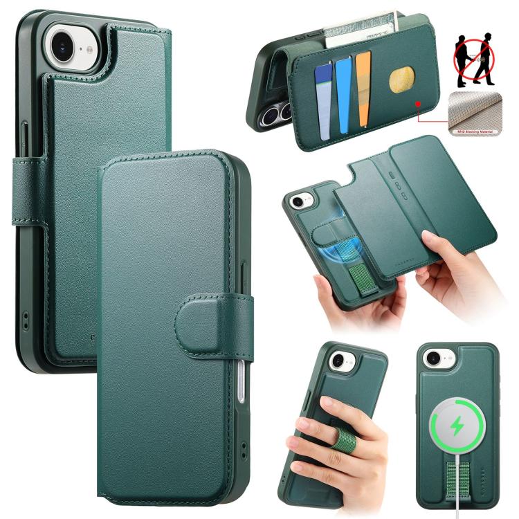 CaseNeo Finger Grip Strap MagSafe Leather Phone Case, For iPhone 16e, For iPhone 16 Pro Max, For iPhone 16 Pro, For iPhone 16 Plus, For iPhone 16, For iPhone 15 Pro Max, For iPhone 15 Pro, For iPhone 15 Plus / 14 Plus