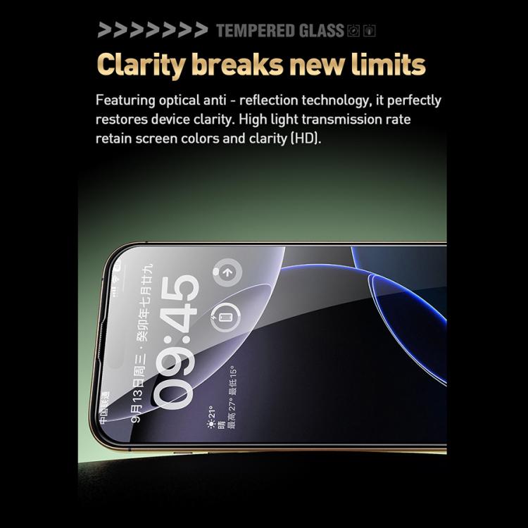 WK WTP-103 Jungle Series Kinkong Kyanite Ultra-hard 9D Curved HD Aluminum Glass Film, For iPhone 16 Pro Max, For iPhone 16 Pro, For iPhone 16 Plus / 15 Plus, For iPhone 16 / 15, For iPhone 15 Pro Max, For iPhone 15 Pro