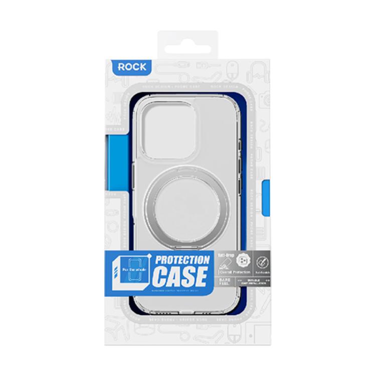 ROCK JingDun Series Clear Rotating MagSafe Holder PC Hybrid TPU Phone Case, For iPhone 16 Pro Max, For iPhone 16 Pro