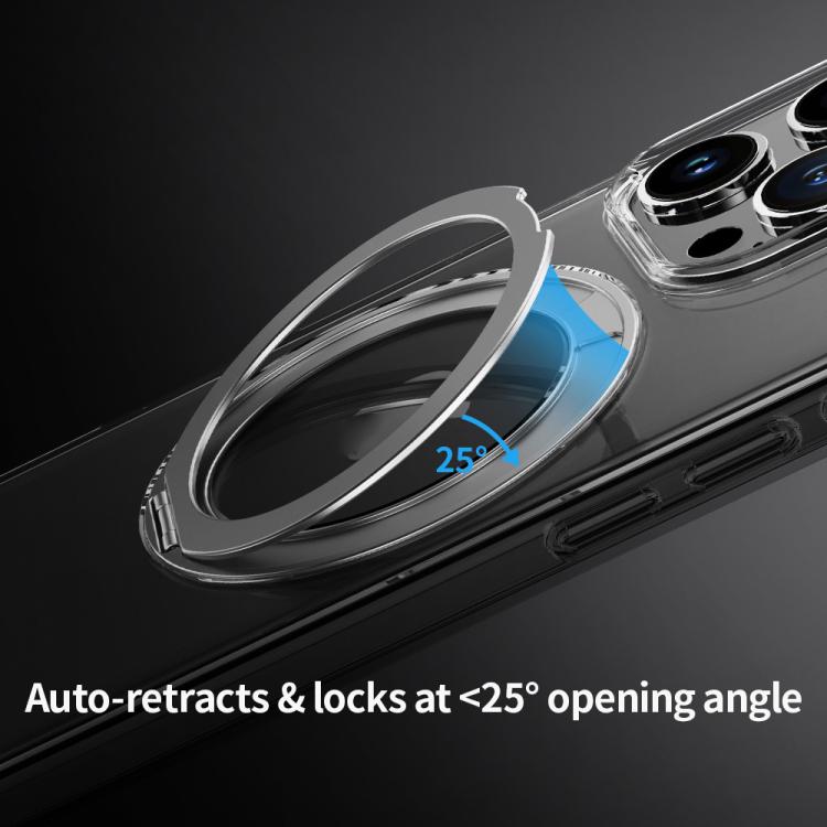 ROCK JingDun Series Clear Rotating MagSafe Holder PC Hybrid TPU Phone Case, For iPhone 16 Pro Max, For iPhone 16 Pro