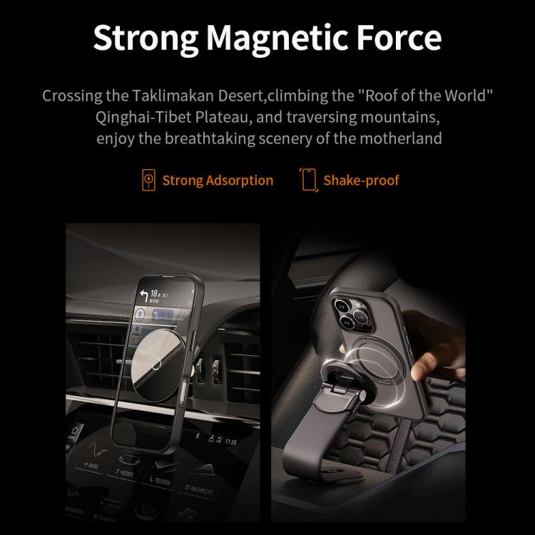 ROCK YouDun Series Skin Feel Rotating MagSafe Holder PC Hybrid TPU Phone Case, For iPhone 16 Pro Max