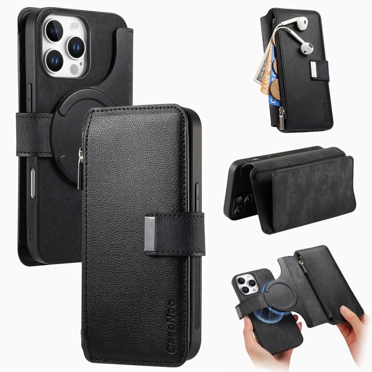 CaseNeo MagSafe RFID Anti-theft Zipper Wallet Retro Leather Phone Case, For iPhone 16 Pro Max, For iPhone 16 Pro, For iPhone 16 Plus, For iPhone 16, For iPhone 14