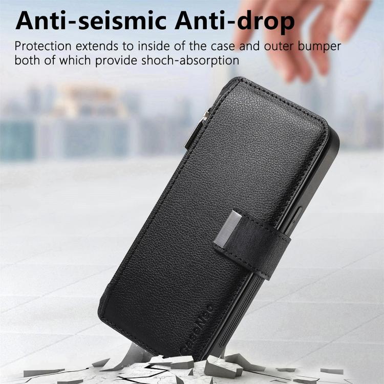 CaseNeo MagSafe RFID Anti-theft Zipper Wallet Retro Leather Phone Case, For iPhone 16 Pro Max, For iPhone 16 Pro, For iPhone 16 Plus, For iPhone 16, For iPhone 14
