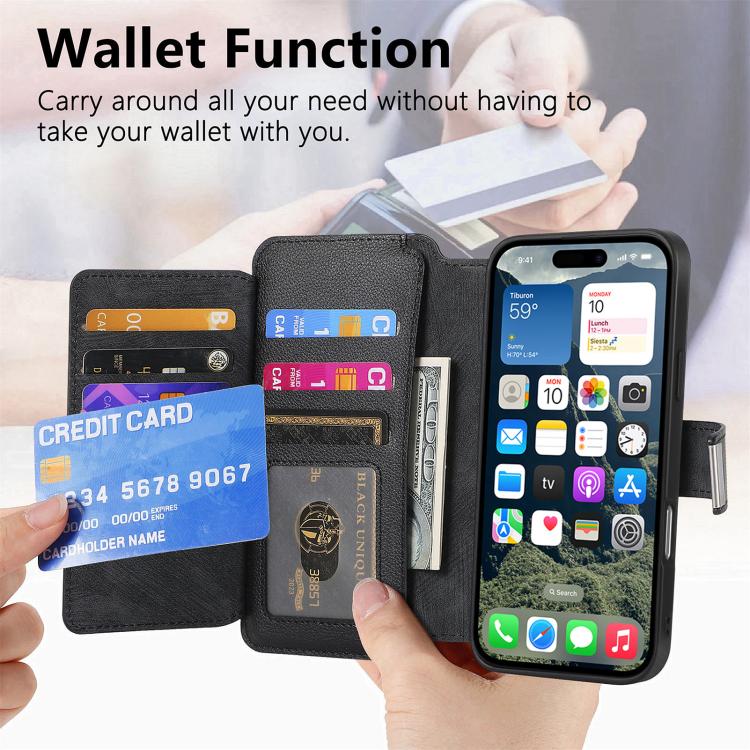 CaseNeo MagSafe RFID Anti-theft Zipper Wallet Retro Leather Phone Case, For iPhone 16 Pro Max, For iPhone 16 Pro, For iPhone 16 Plus, For iPhone 16, For iPhone 14
