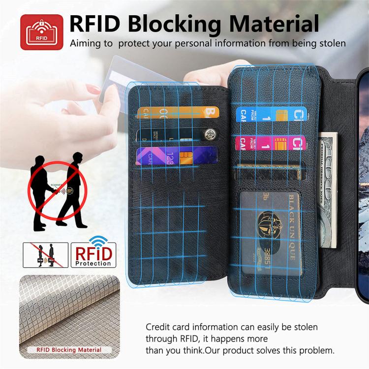 CaseNeo MagSafe RFID Anti-theft Zipper Wallet Retro Leather Phone Case, For iPhone 16 Pro Max, For iPhone 16 Pro, For iPhone 16 Plus, For iPhone 16, For iPhone 14