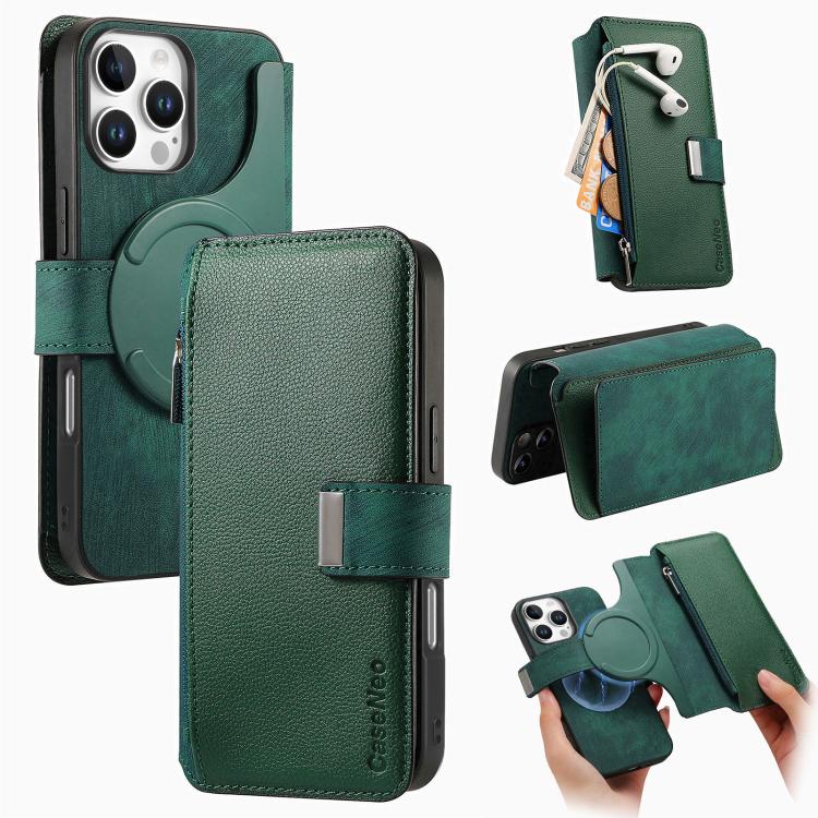 CaseNeo MagSafe RFID Anti-theft Zipper Wallet Retro Leather Phone Case, For iPhone 16 Pro Max, For iPhone 16 Pro, For iPhone 16 Plus, For iPhone 16, For iPhone 14