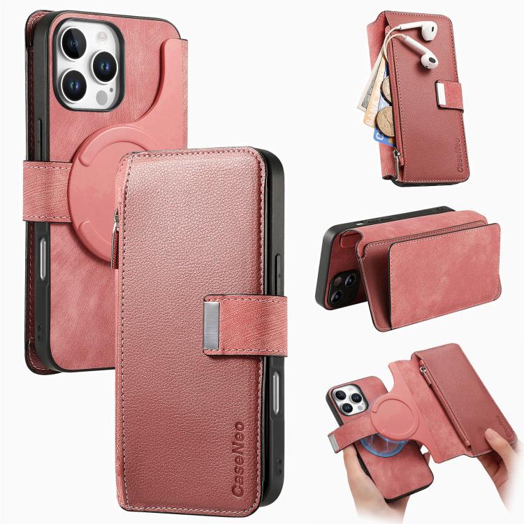 CaseNeo MagSafe RFID Anti-theft Zipper Wallet Retro Leather Phone Case, For iPhone 16 Pro Max, For iPhone 16 Pro, For iPhone 16 Plus, For iPhone 16, For iPhone 14