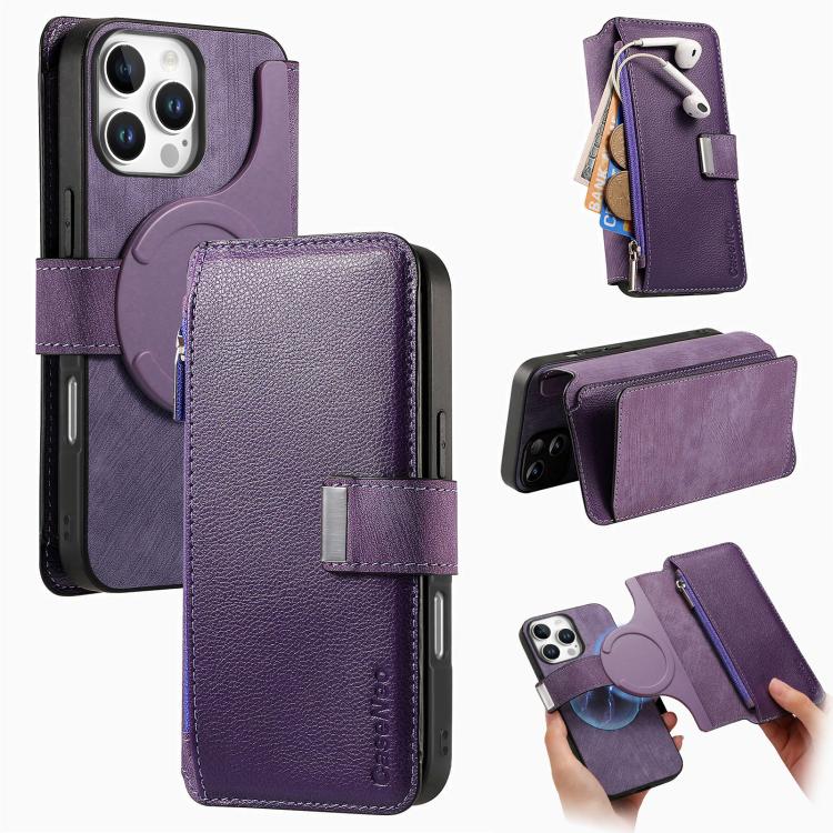 CaseNeo MagSafe RFID Anti-theft Zipper Wallet Retro Leather Phone Case, For iPhone 16 Pro Max, For iPhone 16 Pro, For iPhone 16 Plus, For iPhone 16, For iPhone 14