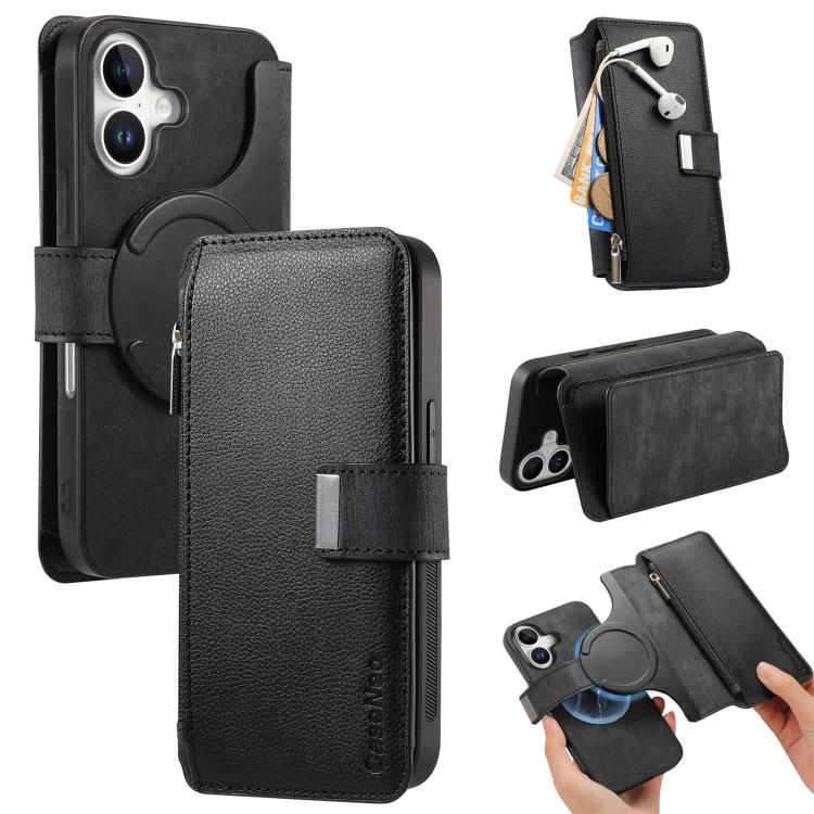 CaseNeo MagSafe RFID Anti-theft Zipper Wallet Retro Leather Phone Case, For iPhone 16 Pro Max, For iPhone 16 Pro, For iPhone 16 Plus, For iPhone 16, For iPhone 14