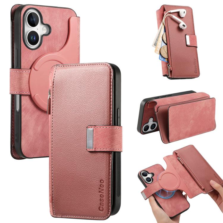 CaseNeo MagSafe RFID Anti-theft Zipper Wallet Retro Leather Phone Case, For iPhone 16 Pro Max, For iPhone 16 Pro, For iPhone 16 Plus, For iPhone 16, For iPhone 14