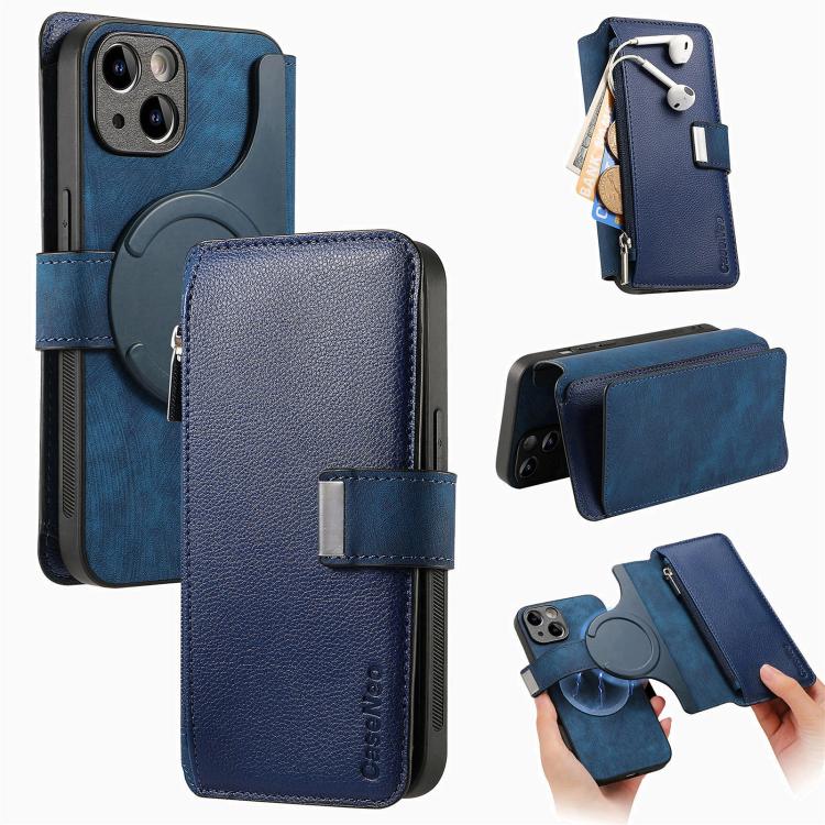 CaseNeo MagSafe RFID Anti-theft Zipper Wallet Retro Leather Phone Case, For iPhone 16 Pro Max, For iPhone 16 Pro, For iPhone 16 Plus, For iPhone 16, For iPhone 14