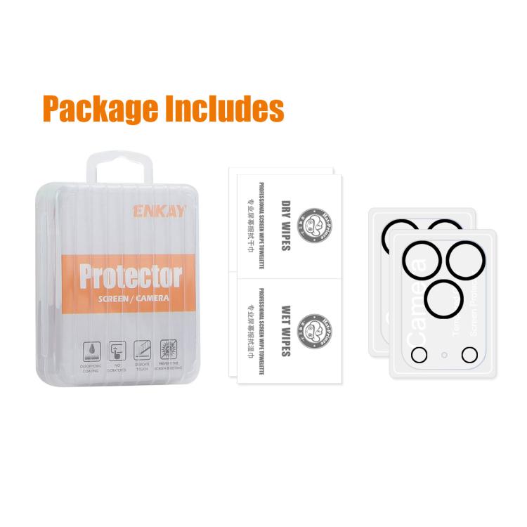 2pcs ENKAY Hat-Prince 9H Rear Camera Lens Tempered Glass Film, For iPhone 17 Pro Max, For iPhone 17 Pro, For iPhone 17, For iPhone 17 Air, For iPhone 15 Pro / 15 Pro Max, For iPhone 15 / 15 Plus, For iPhone 16 Pro / 16 Pro Max, For iPhone 16 / 16 Plus