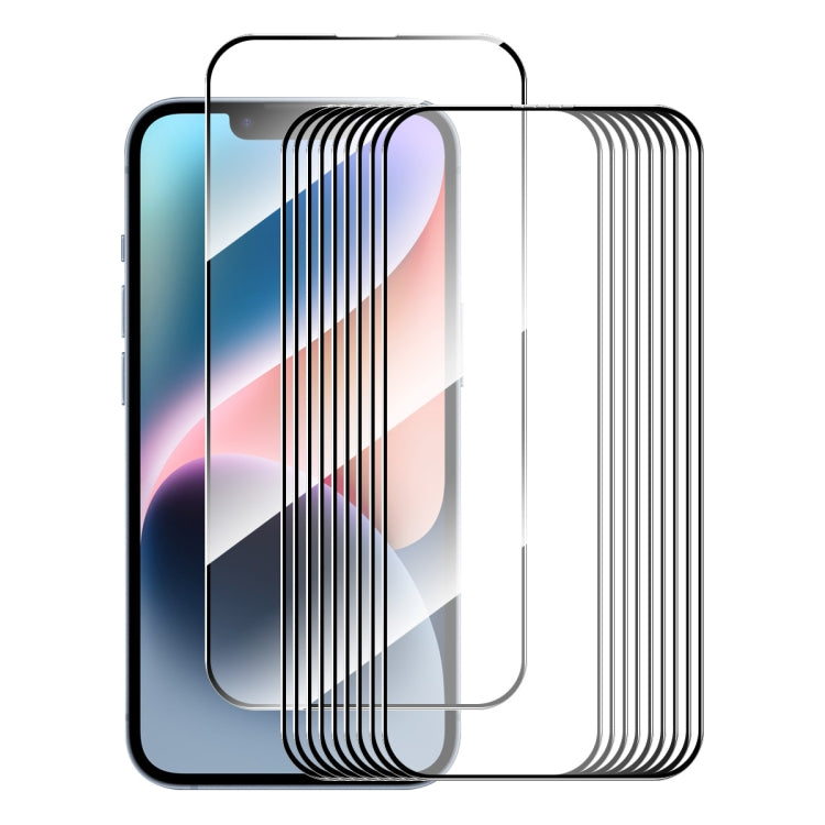 10pcs ENKAY Full Glue High Aluminum-silicon Tempered Glass Film, For iPhone 16 Pro Max, For iPhone 16 Pro, For iPhone 16 Plus, For iPhone 16, iPhone 16e, For iPhone 15 Pro Max, For iPhone 15 Pro, For iPhone 15 Plus, For iPhone 15