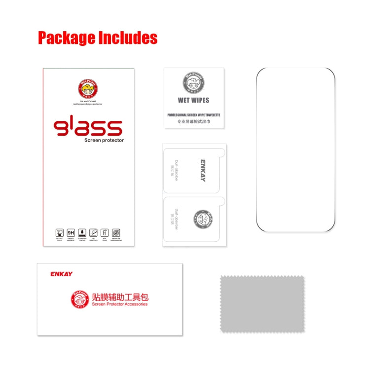 ENKAY Hat-Prince 0.26mm 9H 2.5D High Aluminum-silicon Tempered Glass Film, For iPhone 16 Pro Max, For iPhone 16 Pro, For iPhone 16 Plus, For iPhone 16, iPhone 16e, For iPhone 15 Pro Max, For iPhone 15 Pro, For iPhone 15 Plus, For iPhone 15