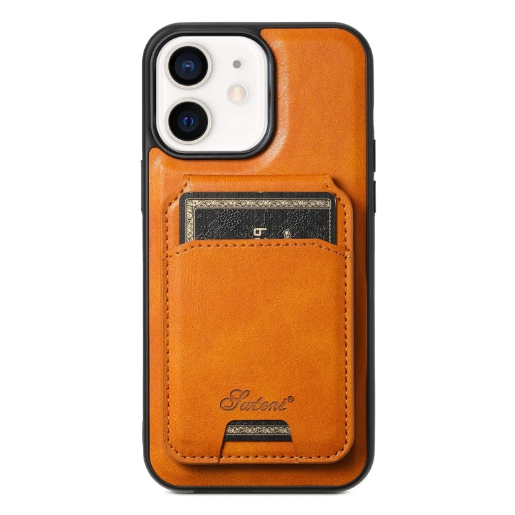 Suteni H15 MagSafe Oil Eax Leather Detachable Wallet Back Phone Case, For iPhone 13 Pro, For iPhone 13, For iPhone 12, For iPhone 12 Pro Max, For iPhone 12 Pro
