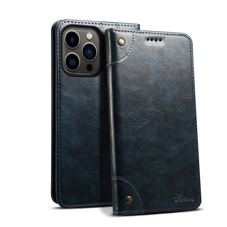 Suteni Baroque Calf Texture Buckle Wallet Leather Phone Case, For iPhone 15 Pro Max, For iPhone 15 Pro, For iPhone 15 Plus, For iPhone 15