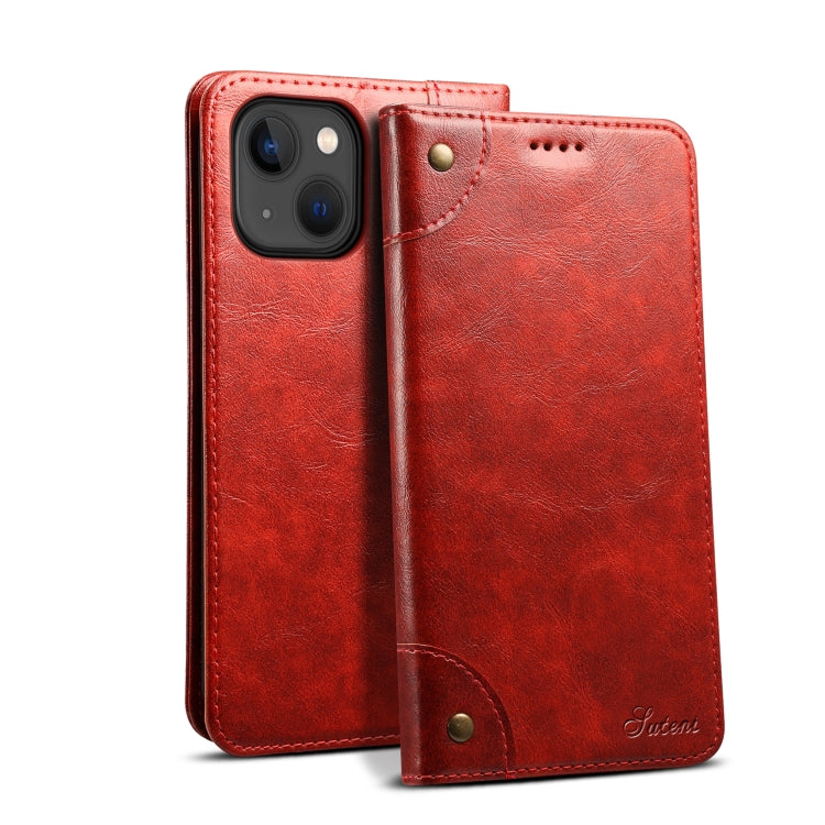 Suteni Baroque Calf Texture Buckle Wallet Leather Phone Case, For iPhone 15 Pro Max, For iPhone 15 Pro, For iPhone 15 Plus, For iPhone 15