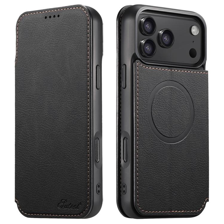 Suteni J06 Retro Matte Litchi Texture Leather MagSafe Phone Case, For iPhone 17 Pro Max, For iPhone 17 Pro, For iPhone 17, For iPhone 17 Air, For iPhone 16 Pro Max, For iPhone 16 Pro, For iPhone 16 Plus, For iPhone 16, For iPhone 15 Pro Max