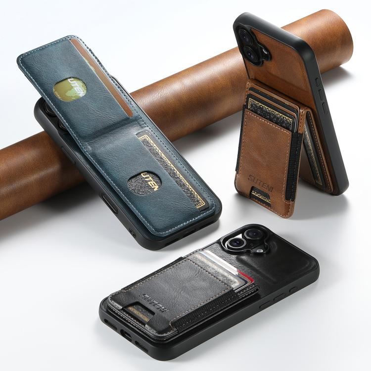 Suteni H03 Oil Wax Leather Wallet Stand Back Phone Case, For iPhone 14 Pro Max, For iPhone 13 Pro Max, For iPhone 13 Pro, For iPhone 13, For iPhone 12 Pro Max, For iPhone 11 Pro Max, For iPhone 11, For iPhone 11 Pro, For iPhone 12 / 12 Pro