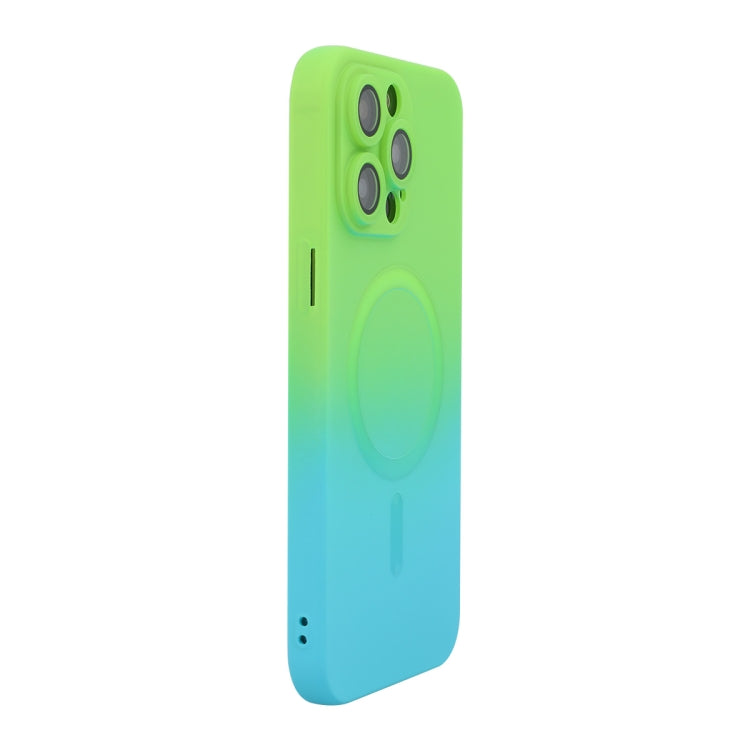 ENKAY Hat-Prince MagSafe Rainbow Gradient Silicone Phone Case with Lens Film, For iPhone 16 Pro Max, For iPhone 16 Pro, For iPhone 16 Plus, For iPhone 16, For iPhone 15 Pro Max, For iPhone 15 Pro, For iPhone 15 Plus, For iPhone 15