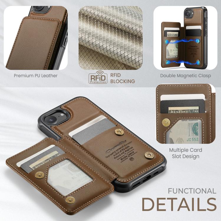 CaseMe C22 Card Slots Holder RFID Anti-theft Phone Case, For iPhone 16e, For iPhone 16 Pro Max, For iPhone 16 Pro, For iPhone 16 Plus, For iPhone 16