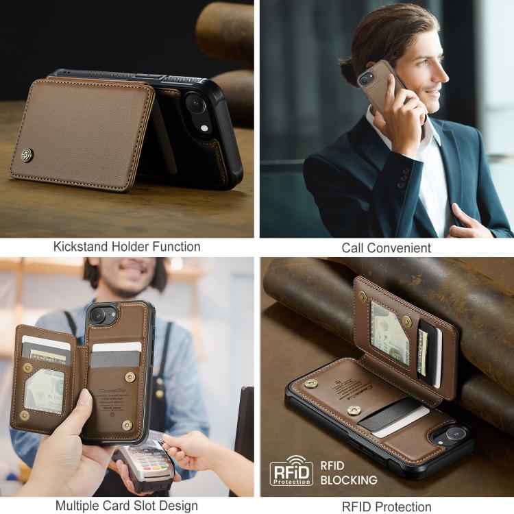 CaseMe C22 Card Slots Holder RFID Anti-theft Phone Case, For iPhone 16e, For iPhone 16 Pro Max, For iPhone 16 Pro, For iPhone 16 Plus, For iPhone 16