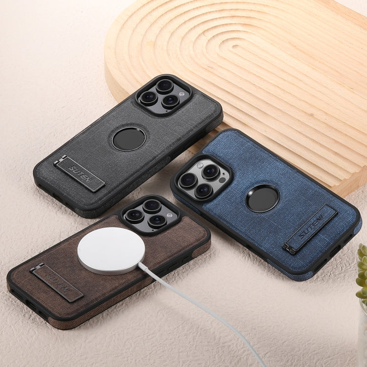 Suteni G2 Holder Denim Leather Back MagSafe Phone Case, For iPhone 12 Pro Max, For iPhone 12 Pro