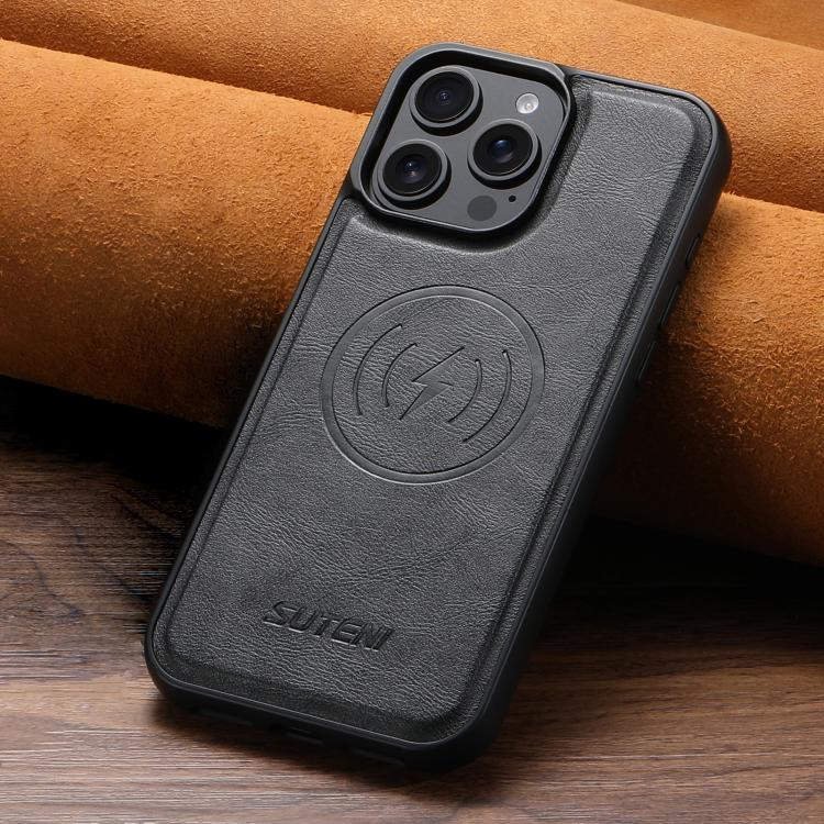 Suteni G5 Cowhide Leather MagSafe Magnetic Phone Case, For iPhone 13 Pro Max, For iPhone 13 Pro, For iPhone 13, For iPhone 12, For iPhone 12 Pro Max, For iPhone 12 Pro