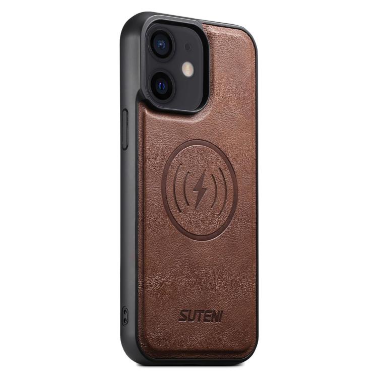 Suteni G5 Cowhide Leather MagSafe Magnetic Phone Case, For iPhone 13 Pro Max, For iPhone 13 Pro, For iPhone 13, For iPhone 12, For iPhone 12 Pro Max, For iPhone 12 Pro
