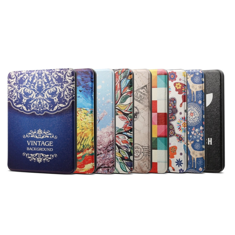 Van Gogh Oil Painting Pattern Horizontal Flip PU + TPU Leather Protective Case for Amazon Kindle Paperwhite 4 (2018), with Sleep & Wake-up Function