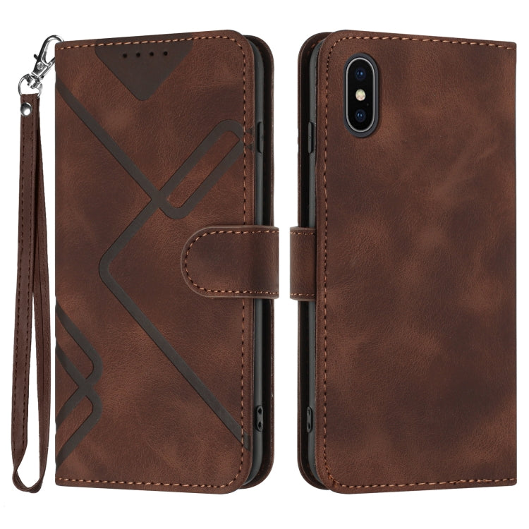 Line Pattern Skin Feel Leather Phone Case, For iPhone 13 mini, For iPhone 12 / 12 Pro, For iPhone 12 Pro Max, For iPhone 12 mini, For iPhone 11 Pro Max, For iPhone 11, For iPhone 11 Pro, For iPhone X / XS