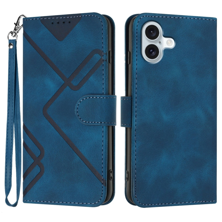 Line Pattern Skin Feel Leather Phone Case, For iPhone 17 Pro Max, For iPhone 17 Pro, For iPhone 17, For iPhone 17 Air, For iPhone 16 Pro Max, For iPhone 16 Pro, For iPhone 16 Plus, For iPhone 16
