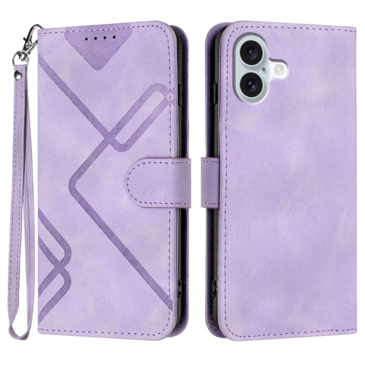 Line Pattern Skin Feel Leather Phone Case, For iPhone 17 Pro Max, For iPhone 17 Pro, For iPhone 17, For iPhone 17 Air, For iPhone 16 Pro Max, For iPhone 16 Pro, For iPhone 16 Plus, For iPhone 16