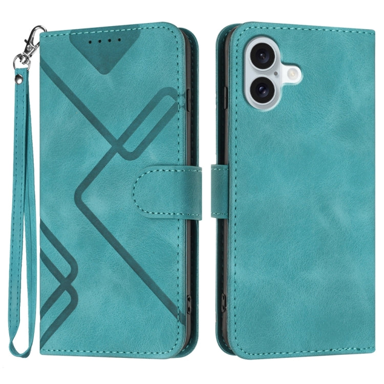 Line Pattern Skin Feel Leather Phone Case, For iPhone 17 Pro Max, For iPhone 17 Pro, For iPhone 17, For iPhone 17 Air, For iPhone 16 Pro Max, For iPhone 16 Pro, For iPhone 16 Plus, For iPhone 16