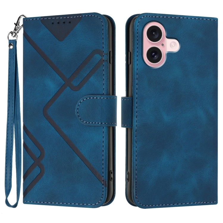 Line Pattern Skin Feel Leather Phone Case, For iPhone 17 Pro Max, For iPhone 17 Pro, For iPhone 17, For iPhone 17 Air, For iPhone 16 Pro Max, For iPhone 16 Pro, For iPhone 16 Plus, For iPhone 16