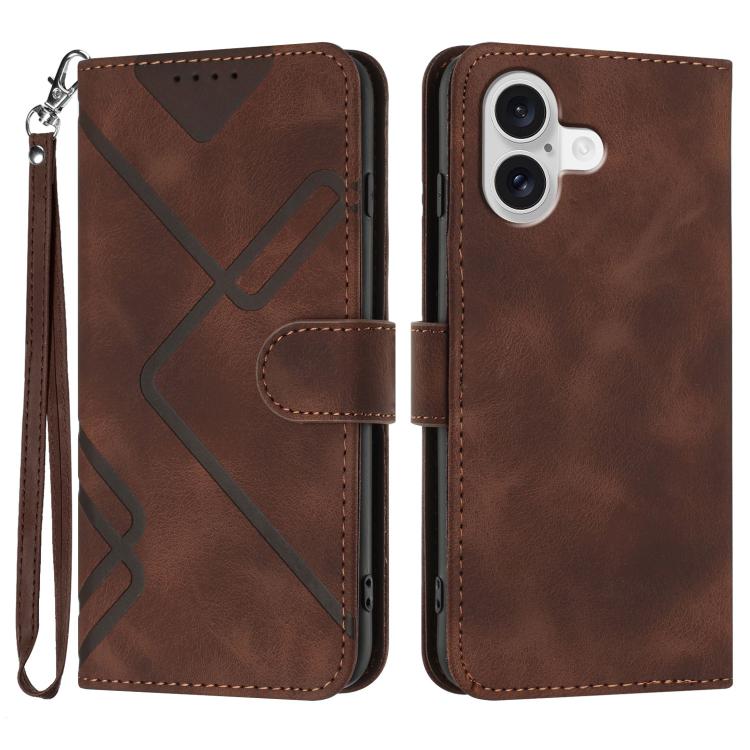 Line Pattern Skin Feel Leather Phone Case, For iPhone 17 Pro Max, For iPhone 17 Pro, For iPhone 17, For iPhone 17 Air, For iPhone 16 Pro Max, For iPhone 16 Pro, For iPhone 16 Plus, For iPhone 16