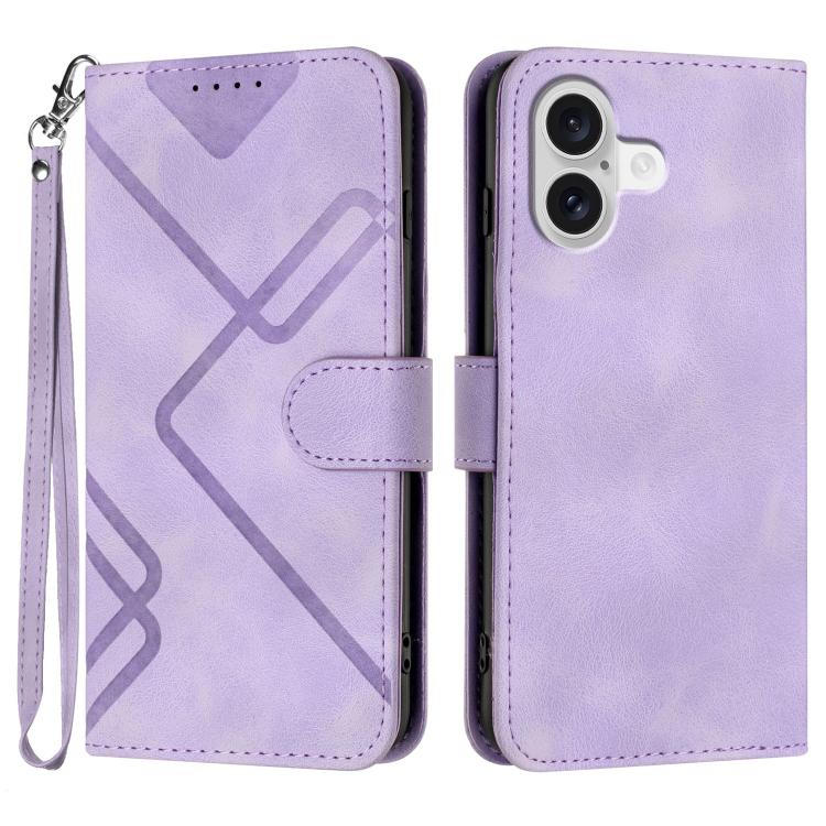 Line Pattern Skin Feel Leather Phone Case, For iPhone 17 Pro Max, For iPhone 17 Pro, For iPhone 17, For iPhone 17 Air, For iPhone 16 Pro Max, For iPhone 16 Pro, For iPhone 16 Plus, For iPhone 16