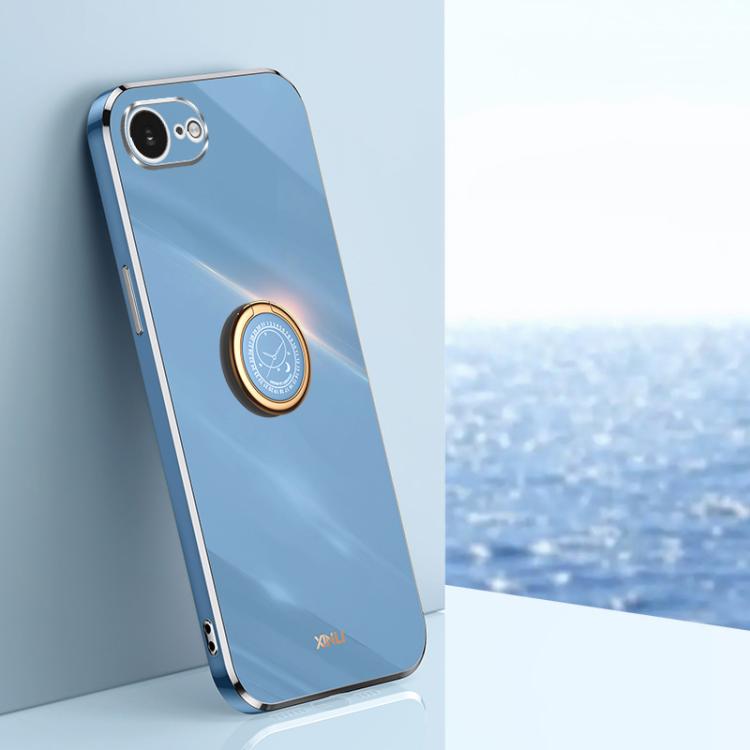 XINLI Straight Edge 6D Electroplate TPU Phone Case with Ring Holder