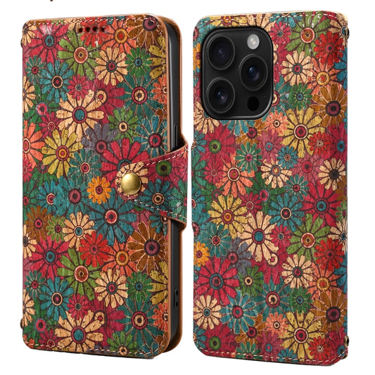 Denior Flower Language Series Cork Fabric Oil Edge Leather Phone Case, For iPhone 16 Pro Max, For iPhone 16 Pro, For iPhone 16 Plus, For iPhone 16, For iPhone 15 Pro Max, For iPhone 15 Pro, For iPhone 15 Plus, For iPhone 15, For iPhone 14 Plus���������...