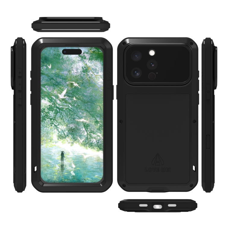 LOVE MEI Metal Shockproof Life Waterproof Dustproof Phone Case, For iPhone 16 Pro Max, For iPhone 16 Pro, For iPhone 16, For iPhone 15 Pro Max, For iPhone 15 Pro, For iPhone 15 Plus, For iPhone 15