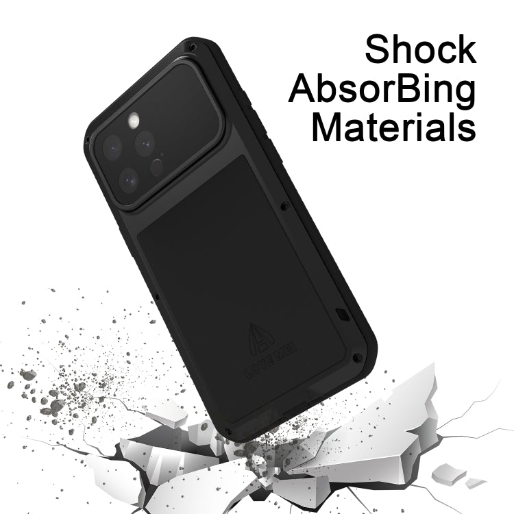 LOVE MEI Metal Shockproof Life Waterproof Dustproof Phone Case, For iPhone 16 Pro Max, For iPhone 16 Pro, For iPhone 16, For iPhone 15 Pro Max, For iPhone 15 Pro, For iPhone 15 Plus, For iPhone 15