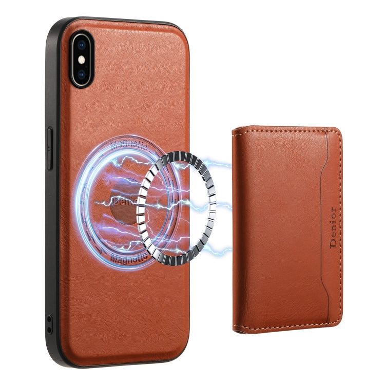 Denior Cowhide Texture Leather MagSafe Detachable Wallet Phone Case