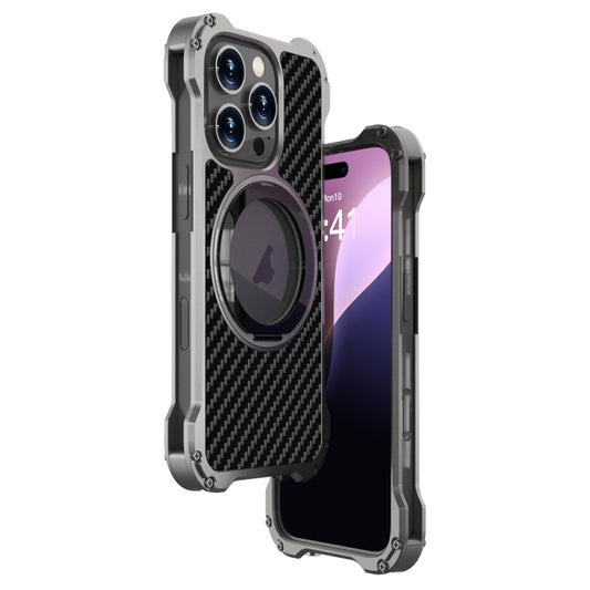 R-JUST RJ51-1 Hollow Rotating Holder MagSafe Magnetic Metal Phone Case, For iPhone 16 Pro Max, For iPhone 16 Pro, For iPhone 16 Plus, For iPhone 16, For iPhone 15 Pro Max, For iPhone 15 Pro, For iPhone 15, For iPhone 14, For iPhone 14 Pro��������������...