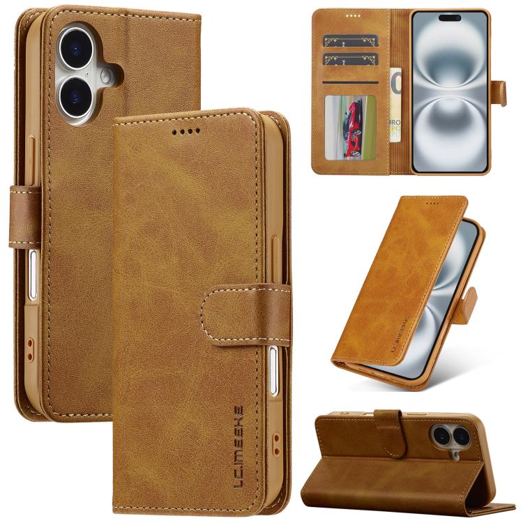 LC.IMEEKE Calf Texture Horizontal Flip Leather Case, For iPhone 17 Pro Max, For iPhone 17 Pro, For iPhone 17, For iPhone 17 Air, iPhone 16e, For iPhone 16 Pro Max