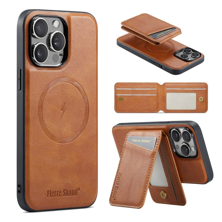 Fierre Shann Cowhide Vertical Flip Magnetic Card Holder Phone Case, For iPhone 12 Pro Max, For iPhone 12 Pro, For iPhone 11 Pro Max
