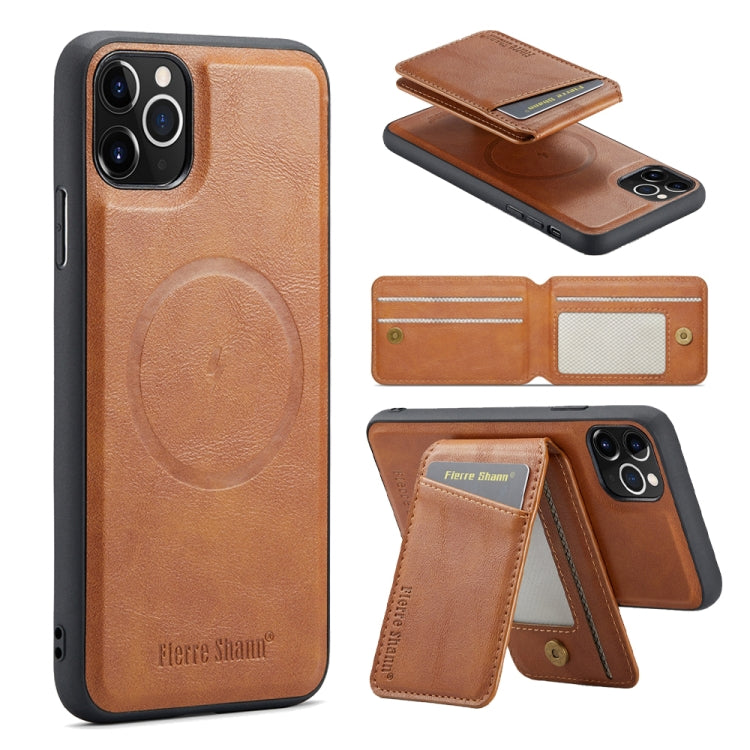 Fierre Shann Cowhide Vertical Flip Magnetic Card Holder Phone Case, For iPhone 12 Pro Max, For iPhone 12 Pro, For iPhone 11 Pro Max