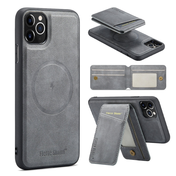 Fierre Shann Cowhide Vertical Flip Magnetic Card Holder Phone Case, For iPhone 12 Pro Max, For iPhone 12 Pro, For iPhone 11 Pro Max